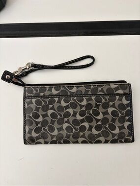 Coach Gray and Black Signature Wristlet